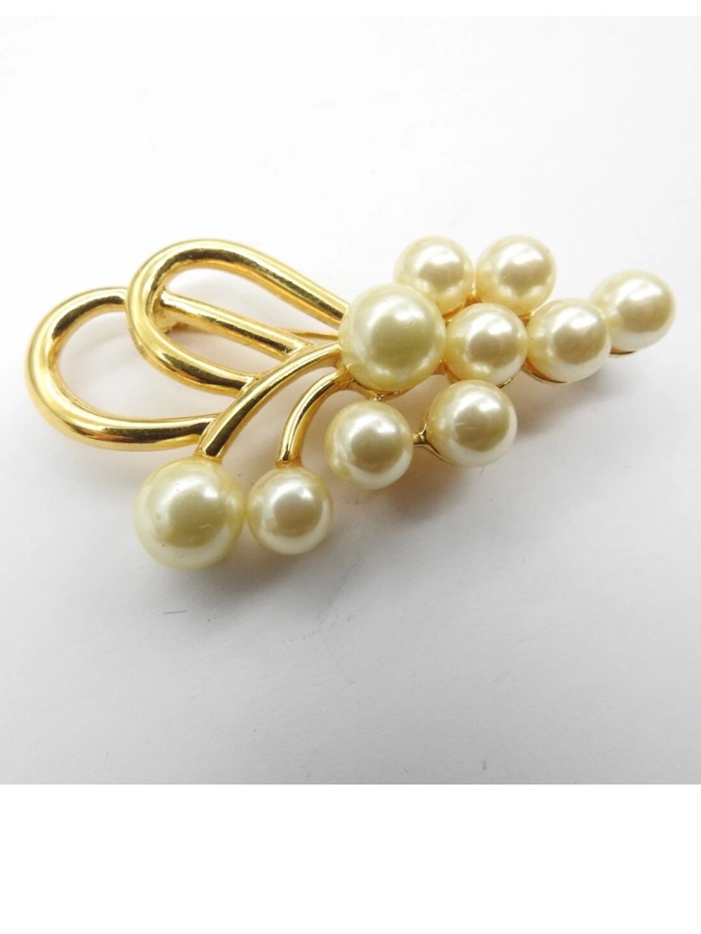 Napier Gold-Tone Faux Pearl Cluster Brooch